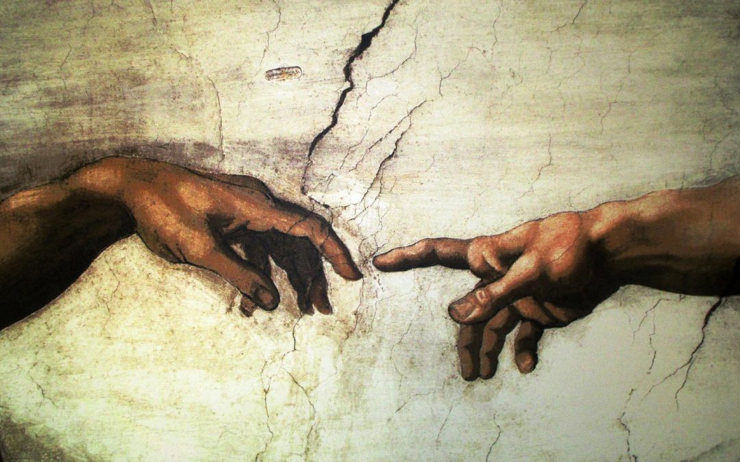 Michelangelo handen symboliseren non-verbale communicatie